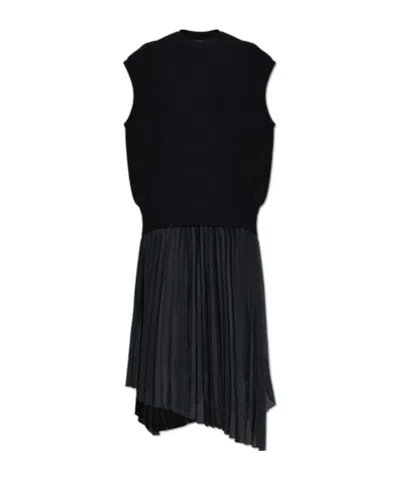 Allsaints Pleated Midi Dress In Black