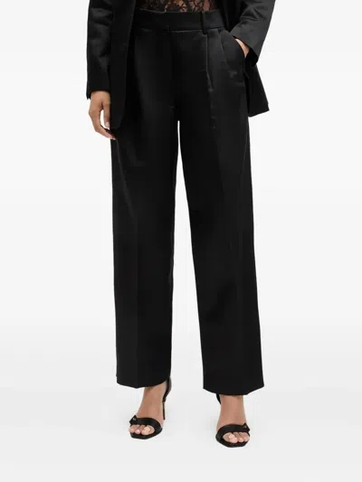 Allsaints Pleated Satin Trousers In Black