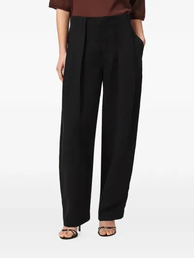 Allsaints Pleated Wide-leg Trousers In Black