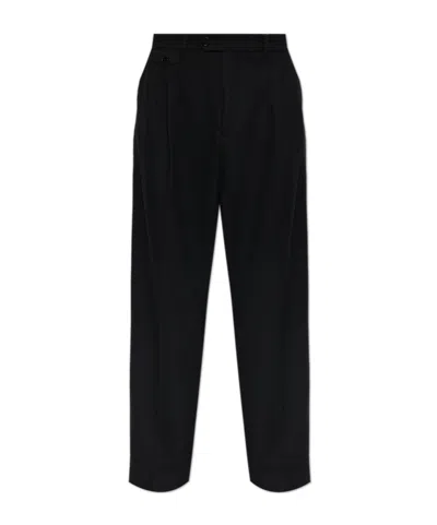 Allsaints Pleated Wide-leg Trousers In Black