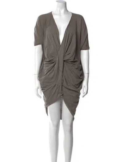Pre-owned Allsaints Plunge Neckline Knee-length Dress In Gray