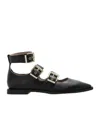 Allsaints Buckle Detail Flat Shoes In Black