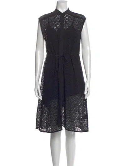 Pre-owned Allsaints Polka Dot Print Knee-length Dress In Blue