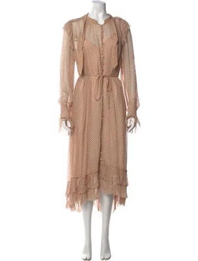 Pre-owned Allsaints Polka Dot Print Long Dress In Neutrals