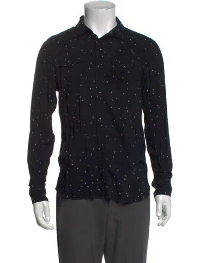 Pre-owned Allsaints Polka Dot Print Long Sleeve Shirt In Black