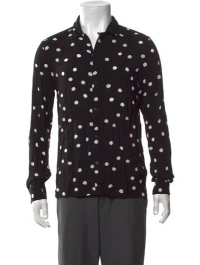 Pre-owned Allsaints Polka Dot Print Long Sleeve Shirt In Black