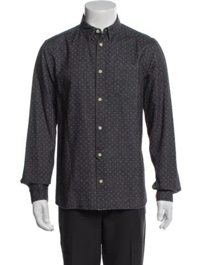 Pre-owned Allsaints Polka Dot Print Long Sleeve Shirt In Gray