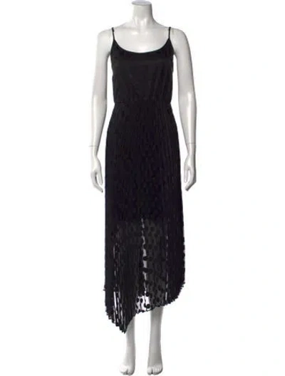 Pre-owned Allsaints Polka Dot Print Midi Length Dress In Black