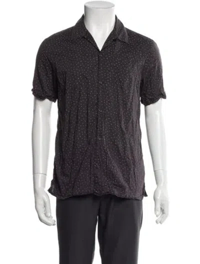Pre-owned Allsaints Polka Dot Print Short Sleeve Shirt In Gray