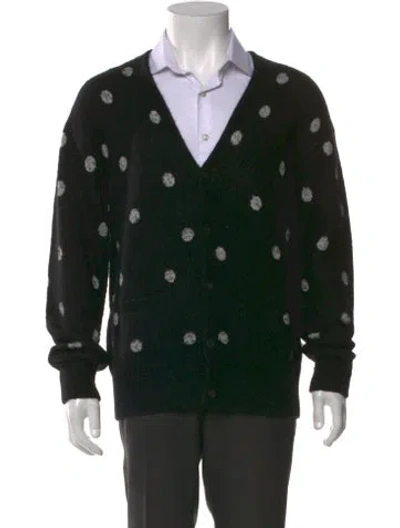 Pre-owned Allsaints Polka Dot Print V-neck Cardigan In Black