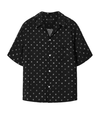 Allsaints Mens Jet Black Upton Dotted Woven Shirt