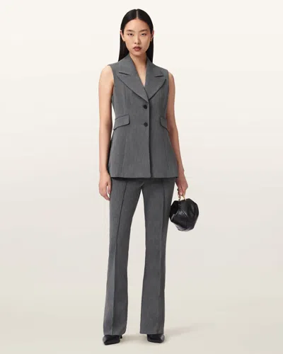 Allsaints Polyester Astra Flared Trousers In Gray