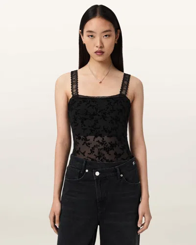 Allsaints Charli Flocked Bodysuit In Multi