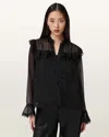 Allsaints Polyester Ciara Sheer Lace Shirt In Black