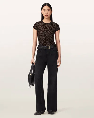 Allsaints Polyester Ellie Mesh Leopard Print T-shirt