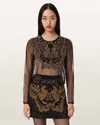Allsaints Polyester Greta Butterfly Embellished Top In Black