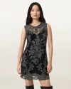 Allsaints Inaya Crystal Tapestry Minidress In Black