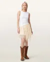 Allsaints Polyester Jayde Ruffled Tulle Mini Skirt In Brown