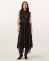 Allsaints Polyester Lola Metallic Midi Dress In Black
