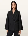 Allsaints Polyester Luna Double Breasted Cape Blazer In Black