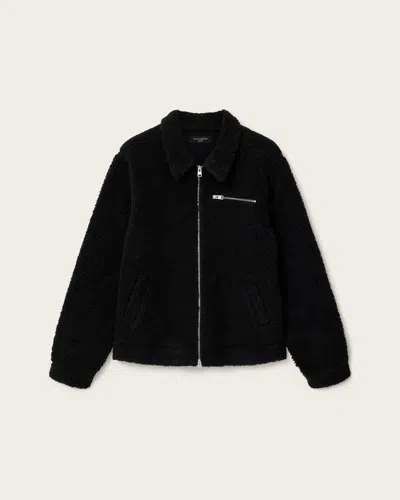 Allsaints Polyester Otis Sherpa Sleeveless Jacket In Black