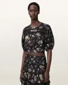 Allsaints Polyester Peony Lace Trim Cropped Top In Black