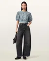 Allsaints Polyester Peony Lace Trim Cropped Top In Blue