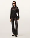 Allsaints Polyester Rylee Flock Lace Catsuit In Black