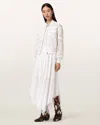 Allsaints Womens Optic White Vashtie Lace-panel Tulle Maxi Skirt In White