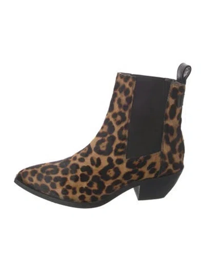 Pre-owned Allsaints Ponyhair Animal Print Chelsea Boots In Neutrals