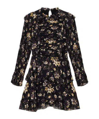 Allsaints Womens Vine Black Portia Floral-print Woven Mini Dress