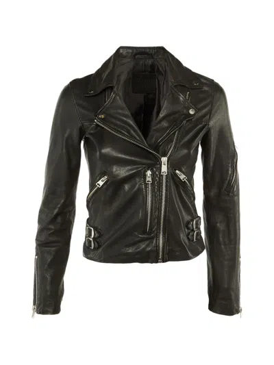 Pre-owned Allsaints Prescott Biker Jacket In Black