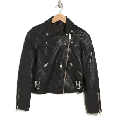 Allsaints Prescott Leather Biker Jacket In Black