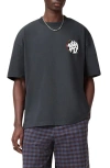 Allsaints Mens Washed Black Pride Distortion Graphic-print Cotton T-shirt Xl In Gray