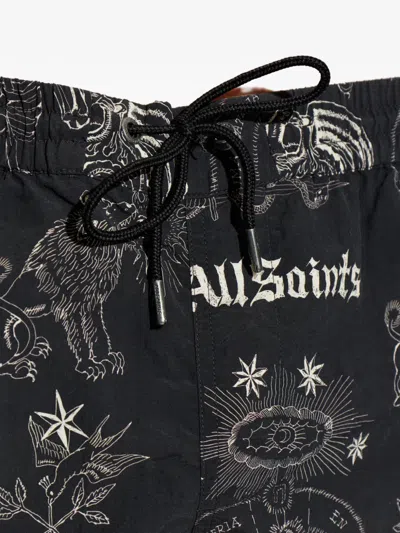 Allsaints Print Beach Shorts In Black