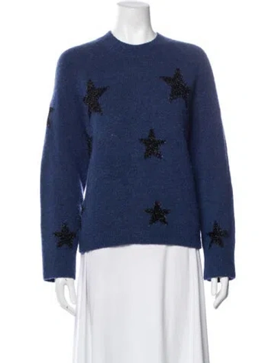 Pre-owned Allsaints Printed Crew Neck Sweater In Blue