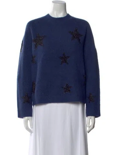 Pre-owned Allsaints Printed Crew Neck Sweater In Blue