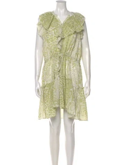 Pre-owned Allsaints Printed Knee-length Dress In Green