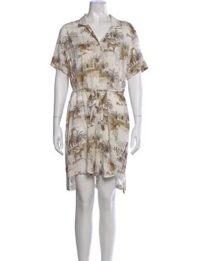 Pre-owned Allsaints Printed Knee-length Dress In Neutral