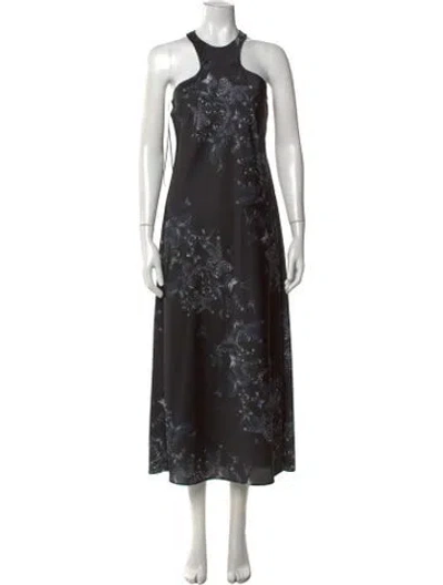 Pre-owned Allsaints Printed Long Dress In Black