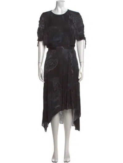 Pre-owned Allsaints Printed Long Dress In Green