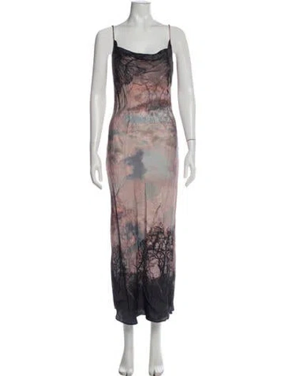 Pre-owned Allsaints Printed Long Dress In Multi