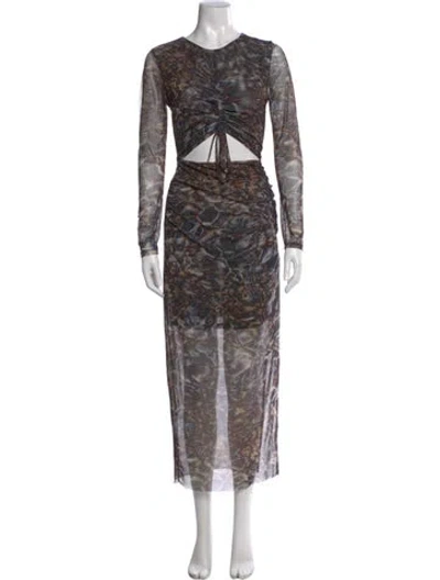 Pre-owned Allsaints Printed Long Dress In Multi