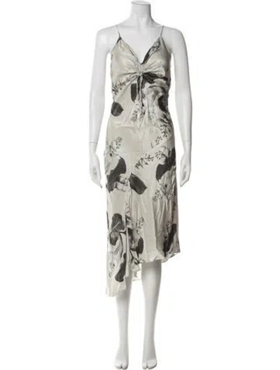 Pre-owned Allsaints Printed Long Dress In Neutral