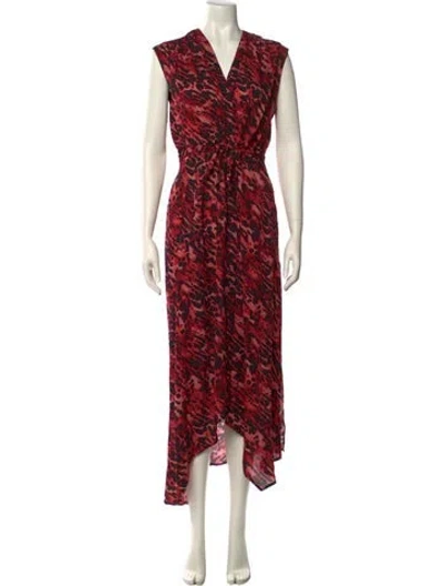 Pre-owned Allsaints Printed Long Dress In Pink