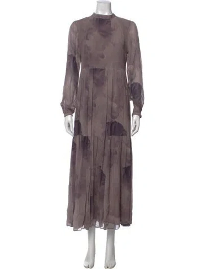 Pre-owned Allsaints Printed Long Dress In Purple