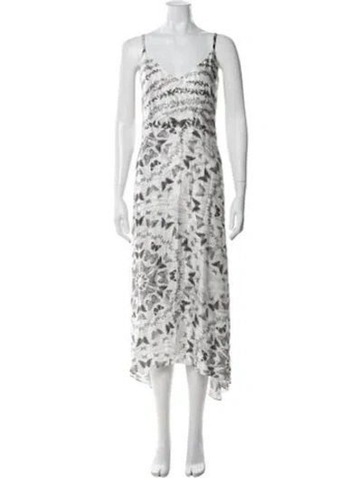 Pre-owned Allsaints Printed Long Dress In Silver