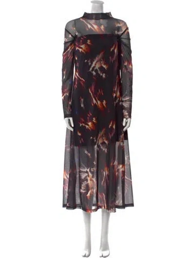 Pre-owned Allsaints Printed Long Dress W/ Tags In Black