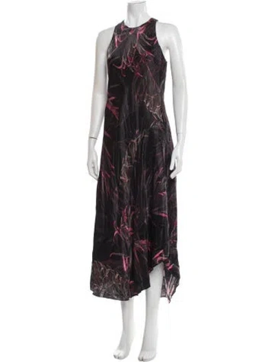 Pre-owned Allsaints Printed Long Dress W/ Tags In Black