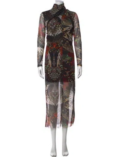 Pre-owned Allsaints Printed Long Dress W/ Tags In Black